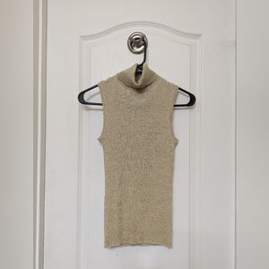 Sparkly champagne sleeveless turtleneck